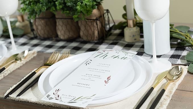 White Plastic Party Plates Edge Collection Premium heavyweight Elegant - Image 5