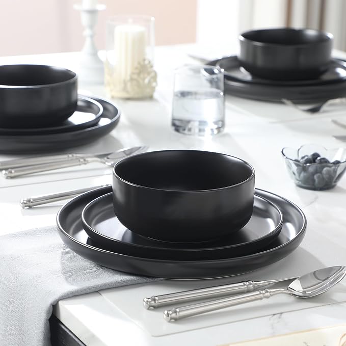 MALACASA 12 Pcs Porcelain Plates and Bowls Sets, Dinnerware Set - Image 5