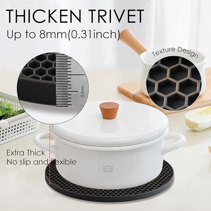 4 Pack Silicone Trivets for Hot Pots and Pans, Non-Slip & Heat Resistant - Image 2