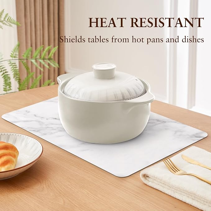 QIYI PU Leather Placemats Set of 6, Marble | Faux Leather, Heat Resistant - Image 5