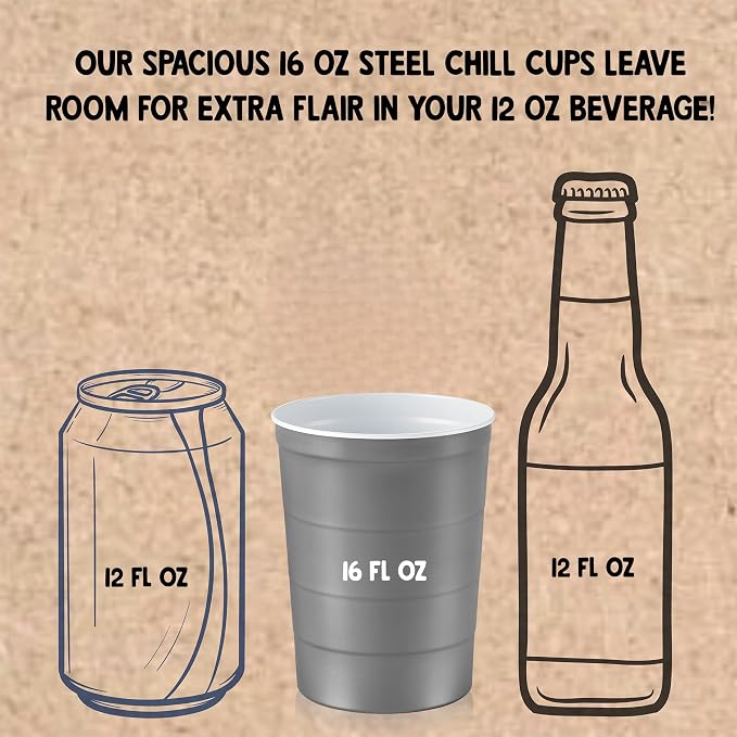 Steel Chill Cups 16 oz. Durable & Reusable Party Cups - Image 3