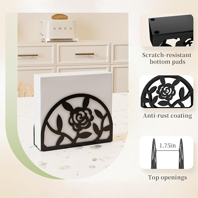 Epicano Napkin Holder for Table, Metal Rose Standing Napkin Holderfor Kitchen - Image 4
