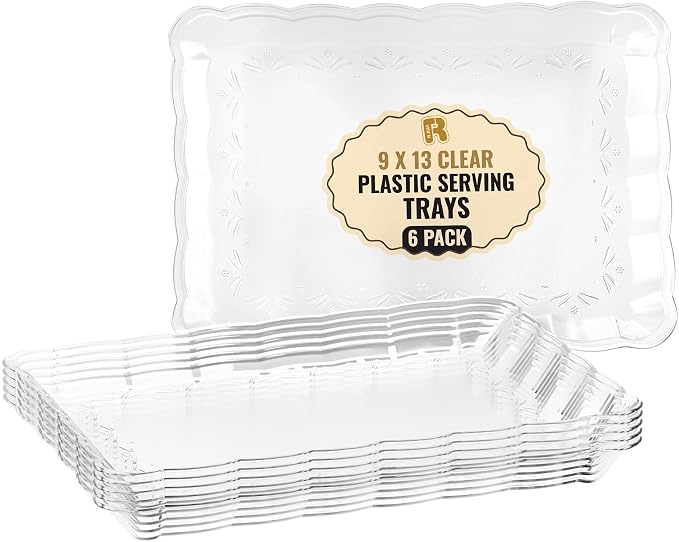 6 Pack Clear Plastic Serving Trays by R-KAY