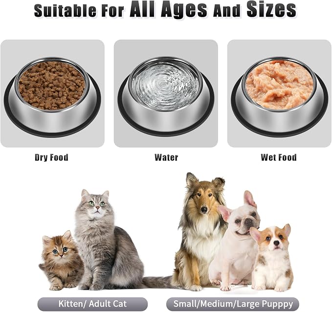 3Pcs Stainless Steel Dog Bowls Non-Slip Dog Food Bowl 36 Oz Dog Food and Water - Image 6