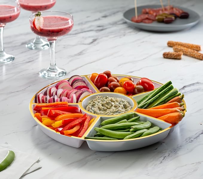 Plasticpro 6 Sectional Round Plastic Serving Tray/Platter - Image 3