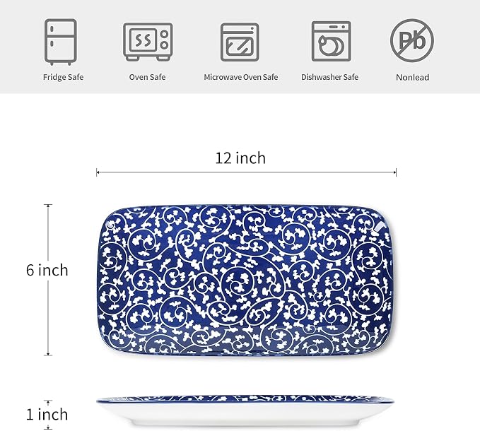 Selamica Ceramic Serving Platters, 12 Inch Serving Trays - Image 2