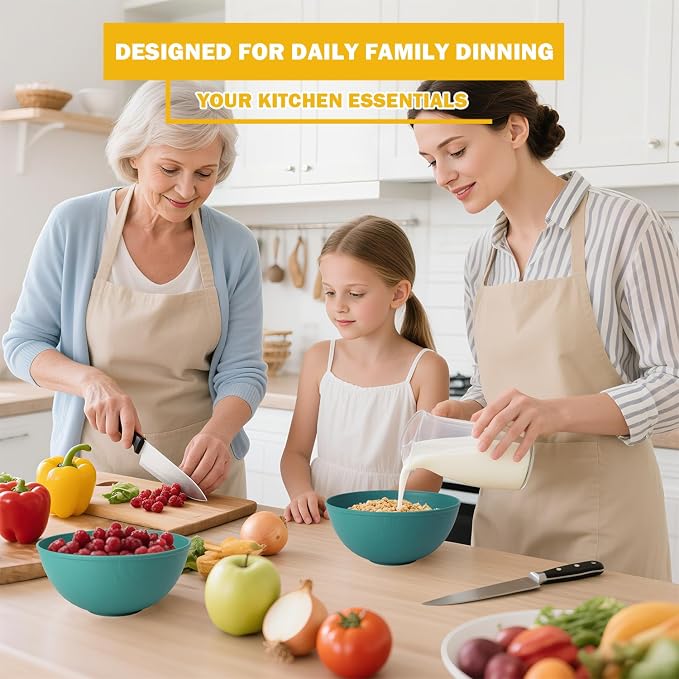 40 OZ Wheat Straw Bowl Sets, Microwave & Dishwasher Safe, Kitchen Bowl Set - Image 7