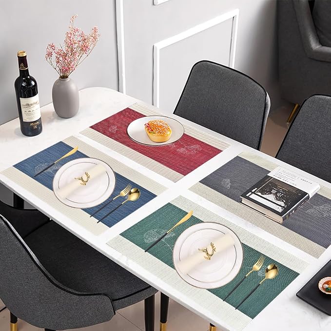 PIGCHCY Elegant Placemats with Matching Table Runner, Washable Durable Plastic - Image 6