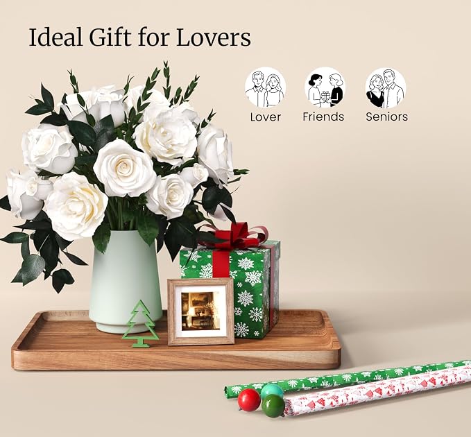 VERTORGAN 2 Pack Acacia Wood Serving Tray, 13.8x7.9 Inch Trays, Home Decor | - Image 4
