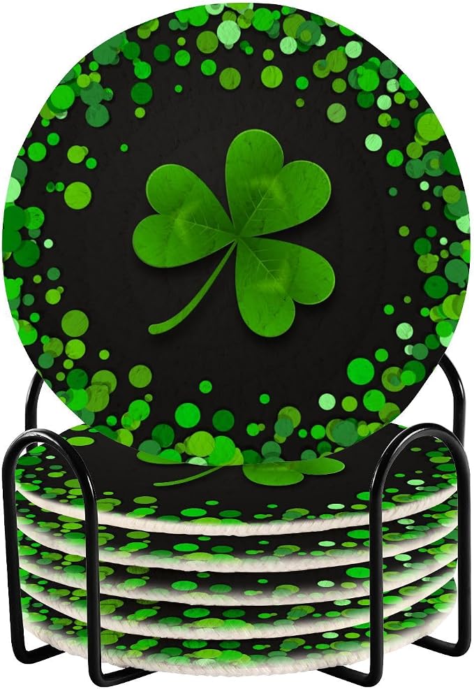 YETTASBIN St. Patrick's Day Shamrock 6 Pcs Drink Coasters by Unknown