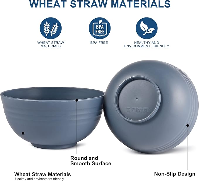HOTEC BPA Free Unbreakable Wheat Straw Cereal Bowls - Image 3