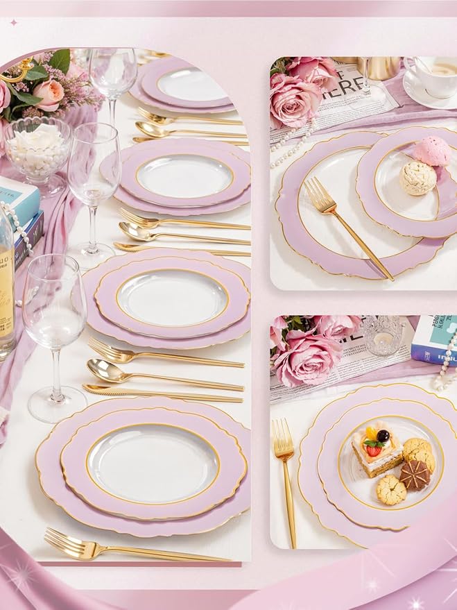 60Pcs Pink Plates Disposable - Image 8