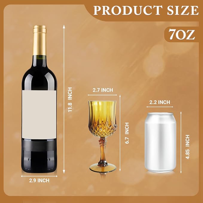 12Pack Plastic Wine Glasses, 7oz Vintage Goblets - Image 3