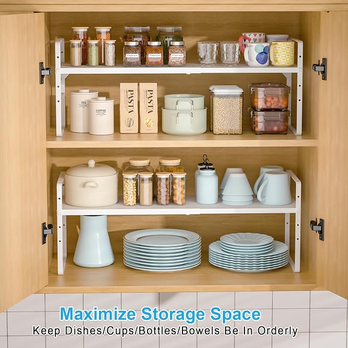 15.5 to 25.5 Inch Expandable Kitchen Cabinet Organizer Shelf, 30 LBS Heavy Duty - Image 8