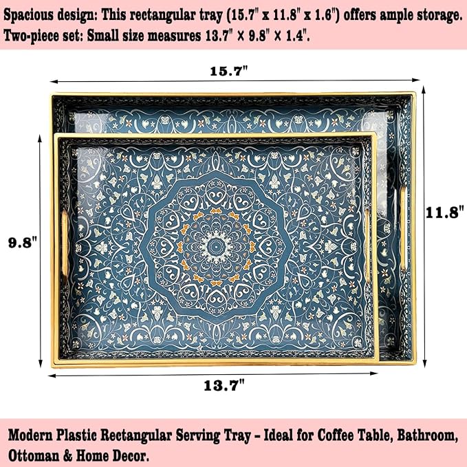 Decorative Tray, Plastic Coffee Table Tray - Image 3