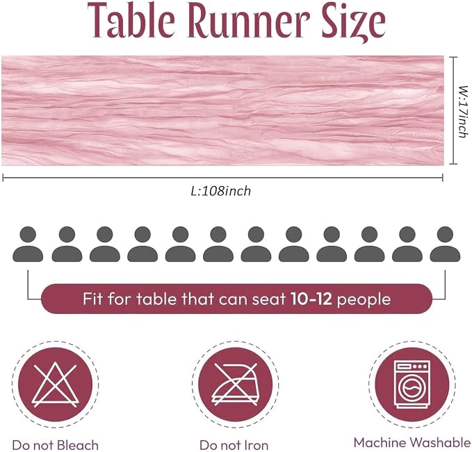 25 Pack Light Pink Cheesecloth Table Runner, 17 x 108 Inch, Semi-Sheer - Image 2