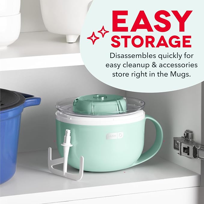 Dash My Mug Ice Cream Maker Bundle, 2 Half-Pint Freezer Mugs, Aqua | Electric - Image 6
