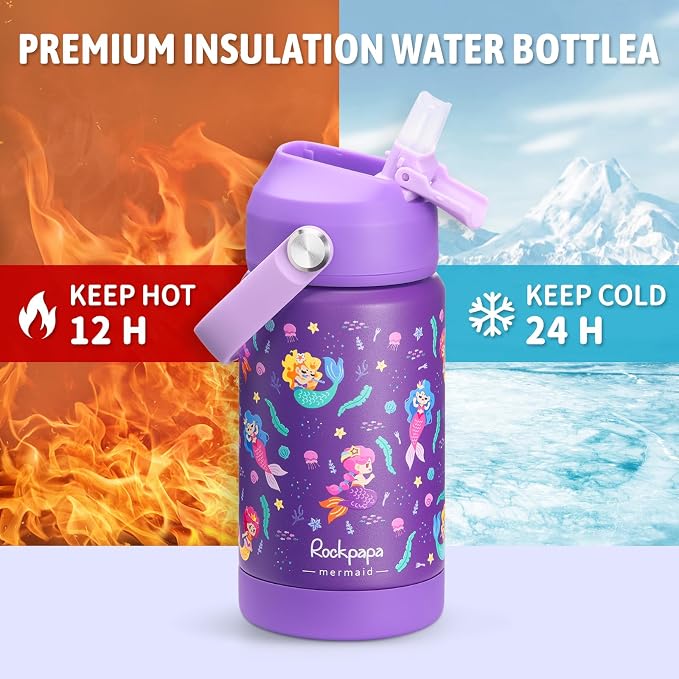 rockpapa 14 oz Kids Insulated Water Bottle，Stainless Steel Toddler Cups - Image 3