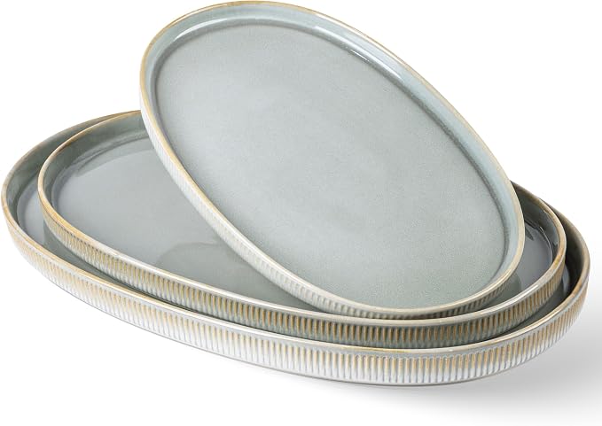 Ceramic Serving Platter Set of 3, Oval Serving Plates and Dishes | by TheTerra