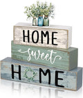 Cinnvoice 4 Pcs Spring Eucalyptus Mason Jar Wooden Block Decor Farmhouse Tiered by Cinnvoice