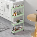 Slim Storage Cart 4 Tier, Bathroom Organizer Rolling Utility, Mobile Shelving by Home