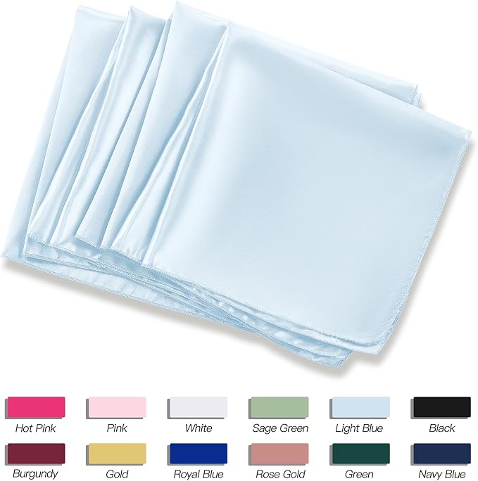 P Pothuiny 12 Pcs Light Blue Satin Napkins 17 x 17 in, Satin Cloth Napkins | - Image 6