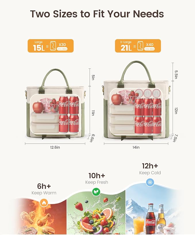 LOVEVOOK 21L X-Large Lunch Bag Women, Insulated Lunch Box Work, Lunch Tote | - Image 6