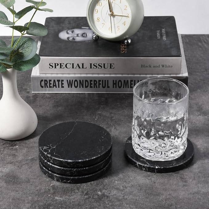 Marble Coasters, Round Modern Coaster Set of 4 - Image 6
