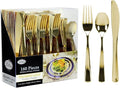 Gold Plastic Silverware Set, Extra Heavy Duty Flatware, Disposable Cutlery by Lillian