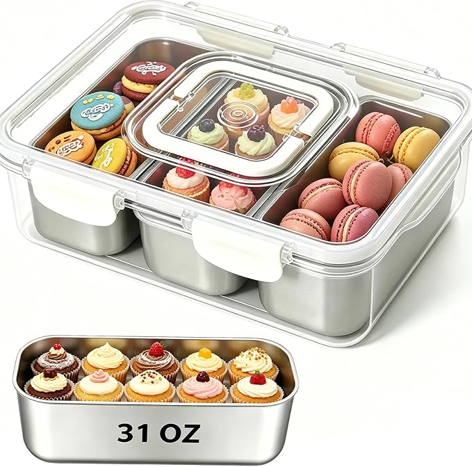 Snackle Box Container, Stainless Steel Divided Serving Tray by kidinit