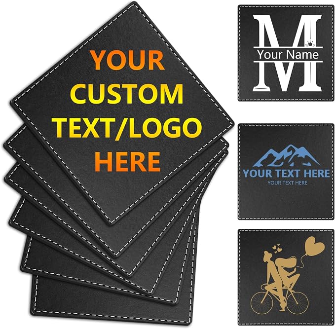 Custom Personalized Leather Coasters by Vebermo