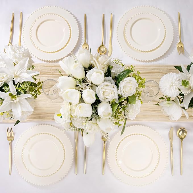 U-QE 60PCS Ivory Plastic Plates - Image 5