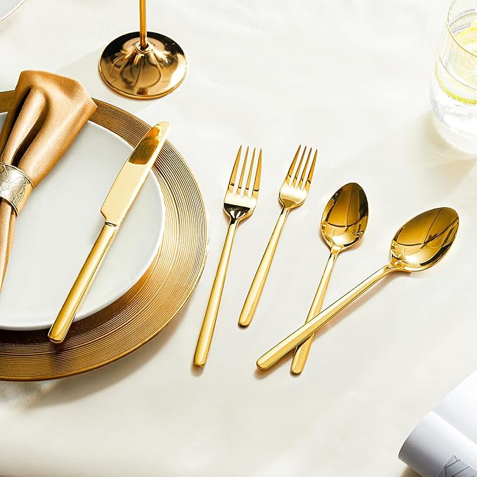 Gold Silverware Set, 60 Piece Flatware Cutlery Set - Image 5