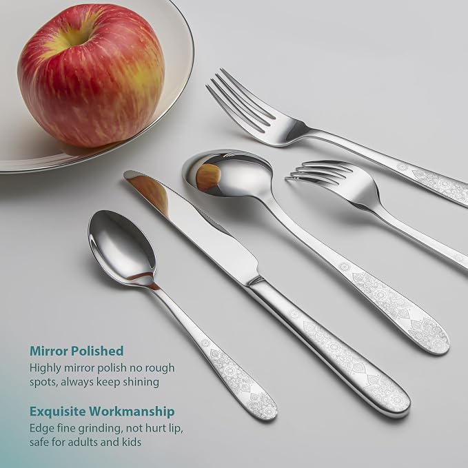 40 Piece Flatware Set, Service for 8, EIUBUIE Premium Stainless Steel Cutlery - Image 5