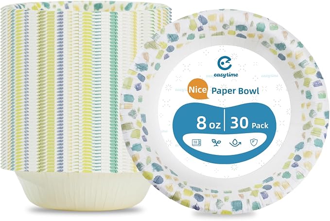 30 Pack Paper Bowls, 8 Oz Disposable Soup Bowl, Heavy Duty Printed Disposable - Image 9