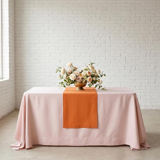 Solino Home 100% Pure Linen Dining Table Runner Orange, Fete 14 x 90 in | Table - Image 2