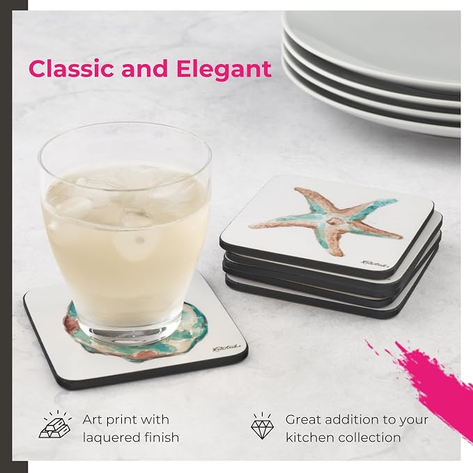 Pimpernel Coastal Shore Coasters, Cork-Backed Drink Mats - Image 3