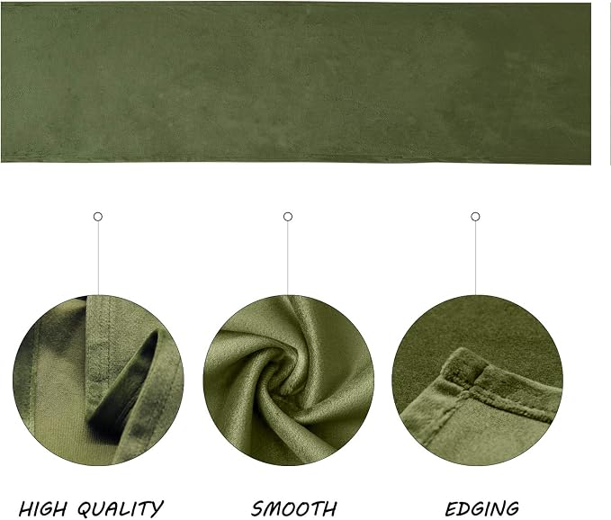 BALCONY & FALCON Table Runner Velvet Olive 14"x95" | Elegant, Fall Decor - Image 2