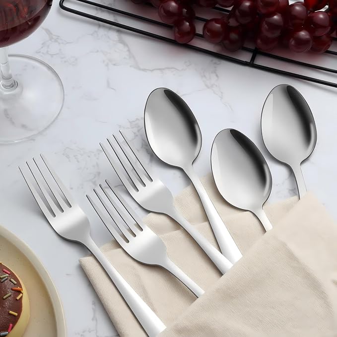Unokit 24-Piece Spoons and Forks Set Silverware Set - Image 3