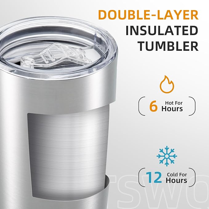 20oz Tumbler Bulk with Lid Stainless Steel Tumblers, 6 Pack | Leak Proof Lid - Image 2