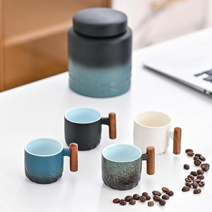 Zurucily Espresso Cups Set of 2, Small Tea Cups, 2.1oz Ceramic Espresso Cups - Image 2
