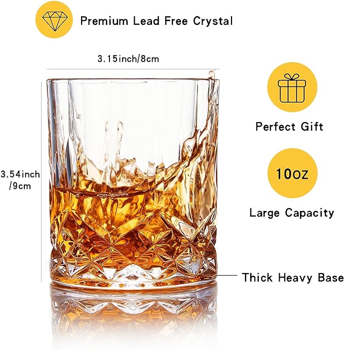 GLASKEY Whiskey Glasses Set of 4, Rock Glasses, 11 oz Lead-Free Crystal Bourbon - Image 6