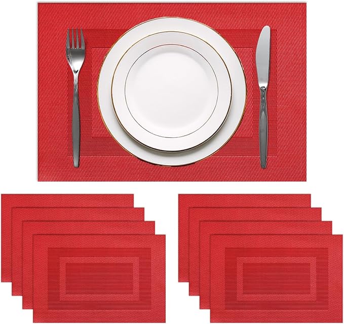 PIGCHCY Placemats Set of 8 Washable Durable Place Mats Vinyl Heat Resistant by PIGCHCY