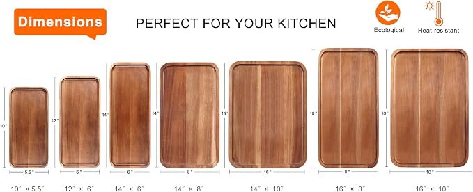 Acacia Wood Serving Tray Decor Small Cheese Charcuterie Boards Wooden Plate | - Image 4