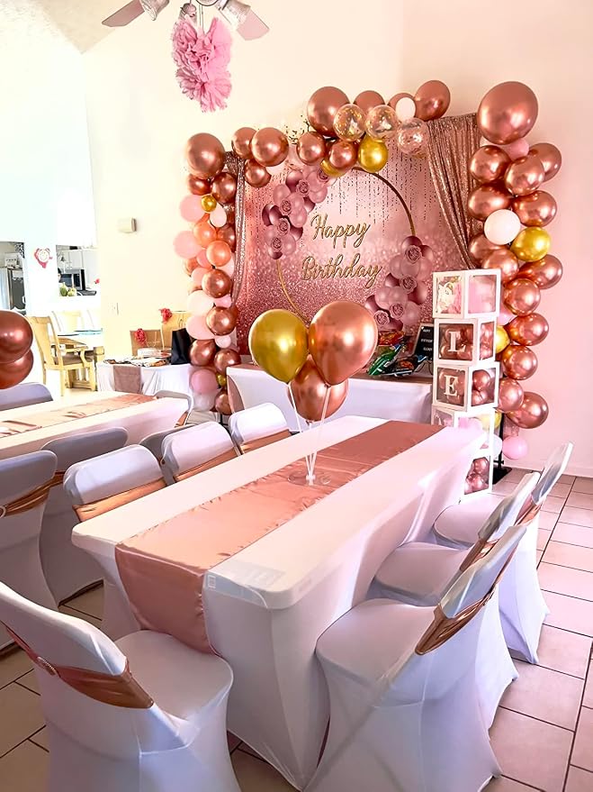 Pack of 10 Satin Rose Gold Table Runners 12 x 108 Inches - Image 4