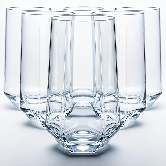 WARMEST SPIRIT Crystal Beverage Glasses- Set of 6- Hexagon Design – 16oz Beer - Image 8