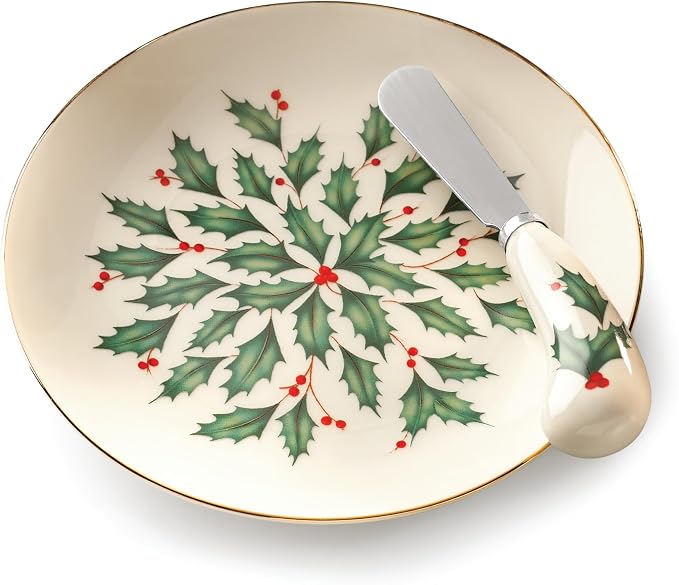 Lenox Hosting the Holidays Christmas Cheese Plate and Knife Set | ivory - Image 4