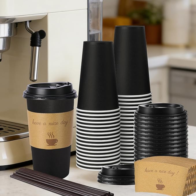BYSNOW 20 oz 50 pack Disposable Paper Coffee Cups - Image 6