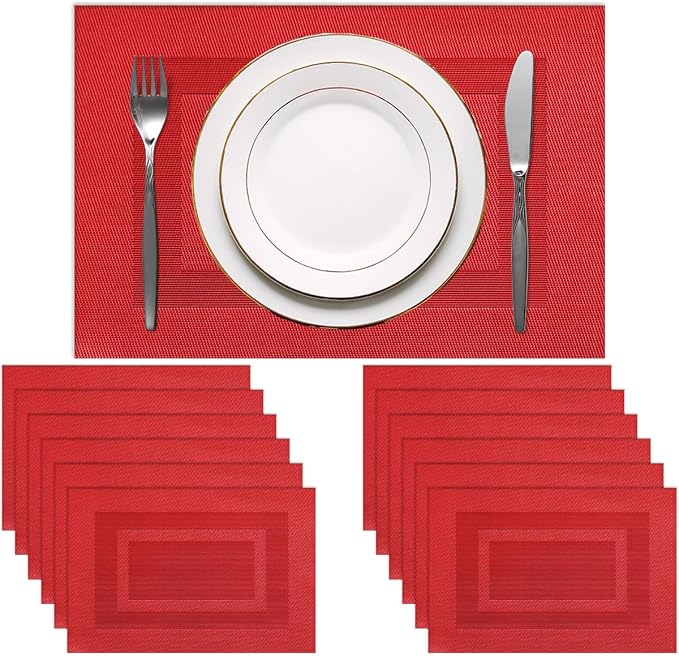 PIGCHCY Vinyl Placemats Set of 12 Washable Durable Kitchen Easy to Clean by PIGCHCY