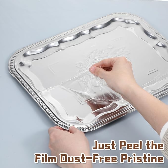 4 Pcs Large Silver Serving Trays, 15.7" x 11.8" Stainless Steel Rectangle - Image 4